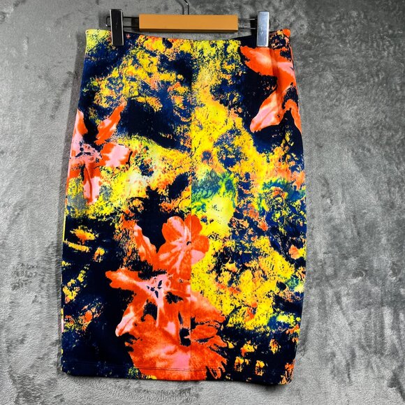 Betsey Johnson Skirt Women Medium Floral Pencil Stretch Elastic Waist Multicolor - Picture 2 of 9